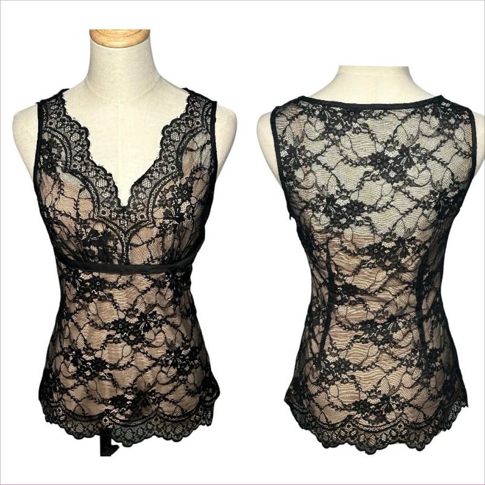 Womens Fairy‎ Grunge Black Lace Babydoll Top Sz 0 Whimsigoth Overlay Romantic
